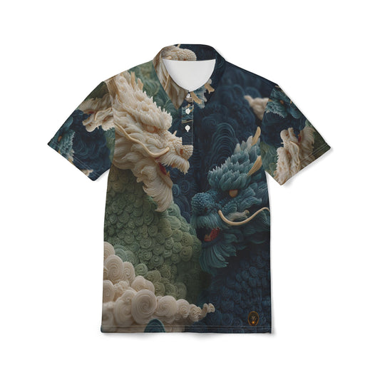 Celestial Indigo Dragon Unisex Polo