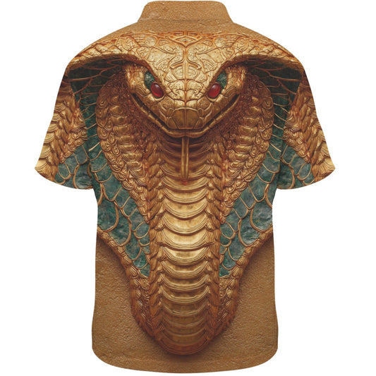 Short-sleeve shirt with a snake design on a white background