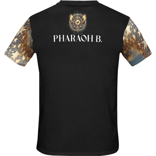 Black t-shirt with 'Pharaoh B.' branding on a white background