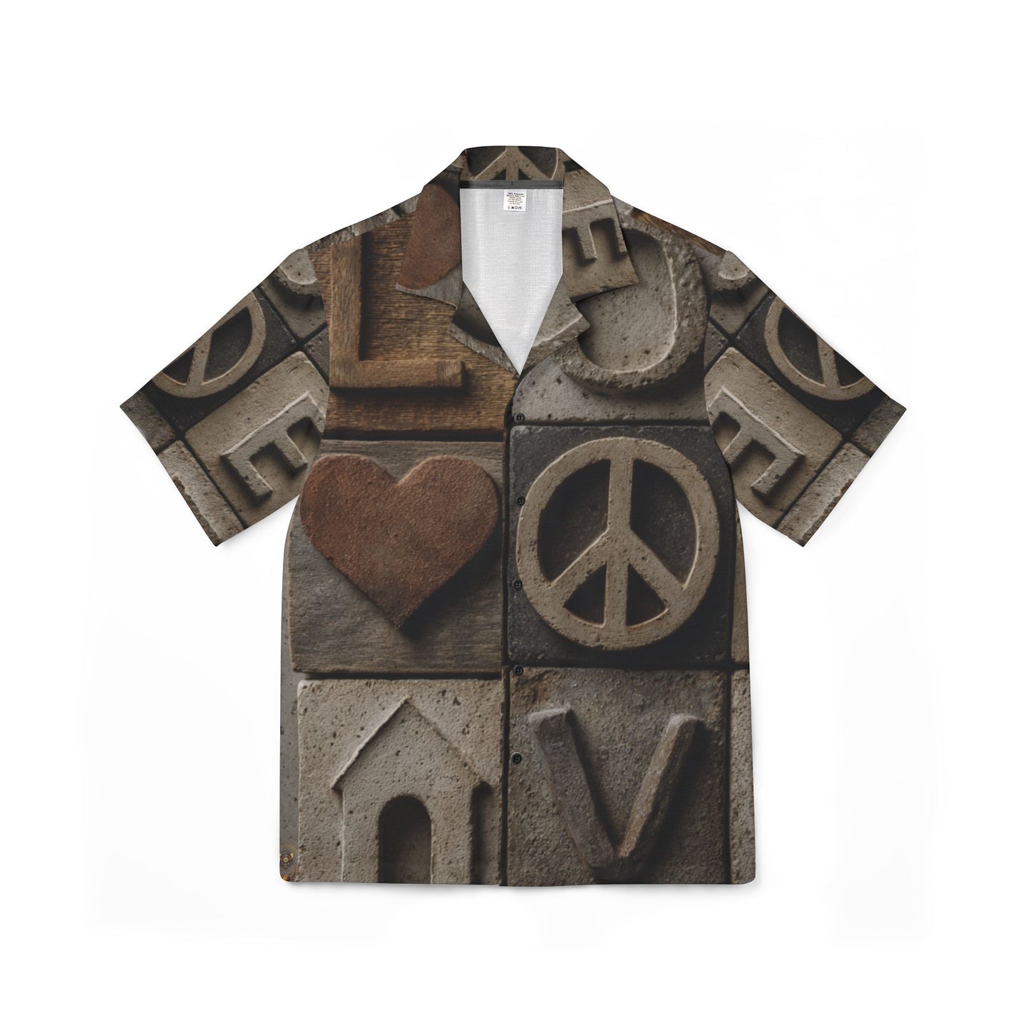 Symbolized Love – Textured Graphic Button-Up Shirt