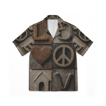 Symbolized Love – Textured Graphic Button-Up Shirt