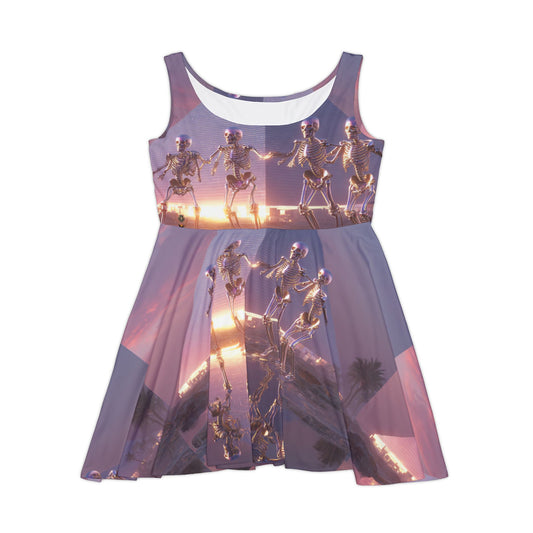 Chrome Eternity – Surreal Pyramid Skater Dress