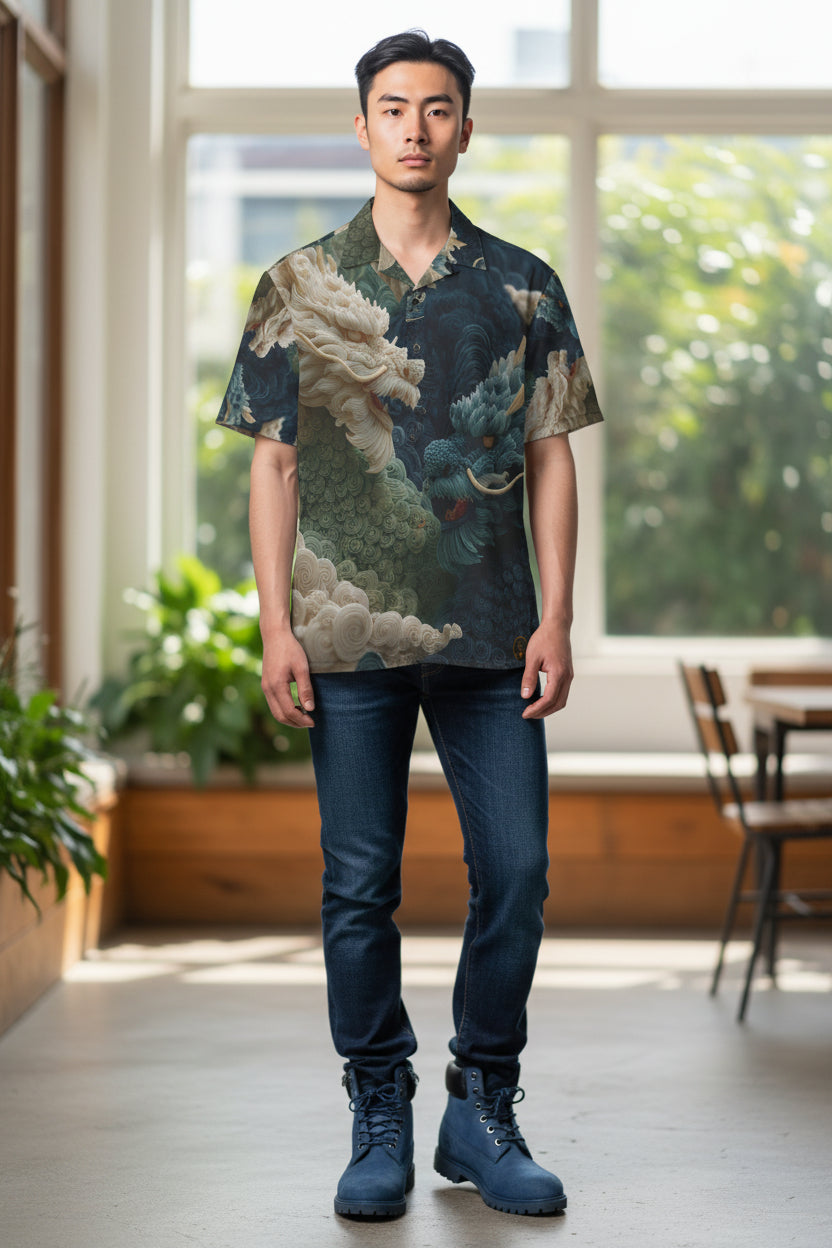 Celestial Indigo Dragon Unisex Polo