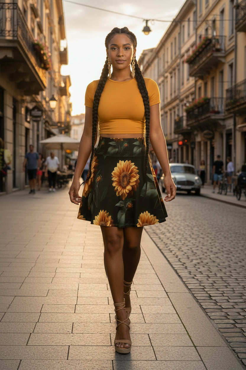 Sunflower Radiance Skater Skirt