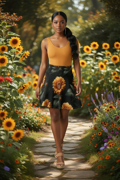 Sunflower Radiance Skater Skirt