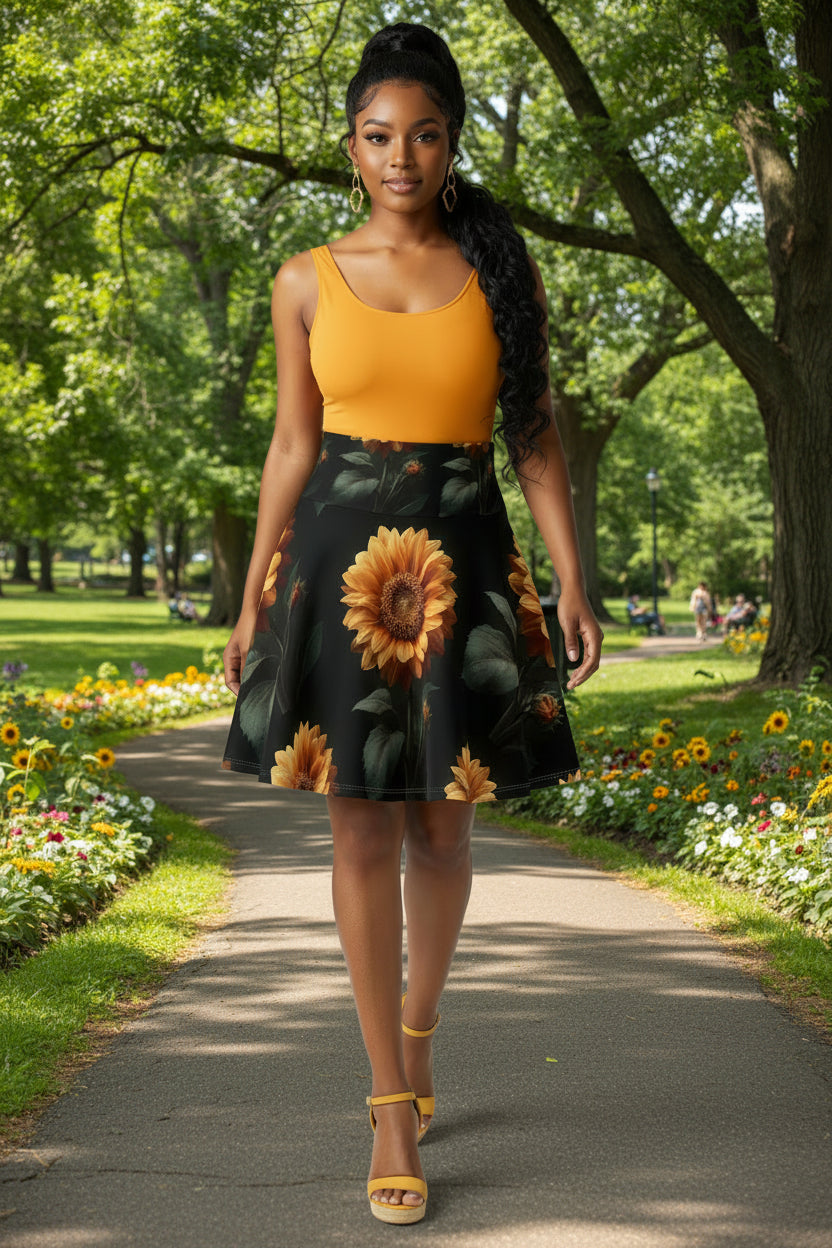 Sunflower Radiance Skater Skirt