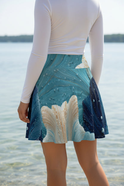 Ocean Waves Skater Skirt