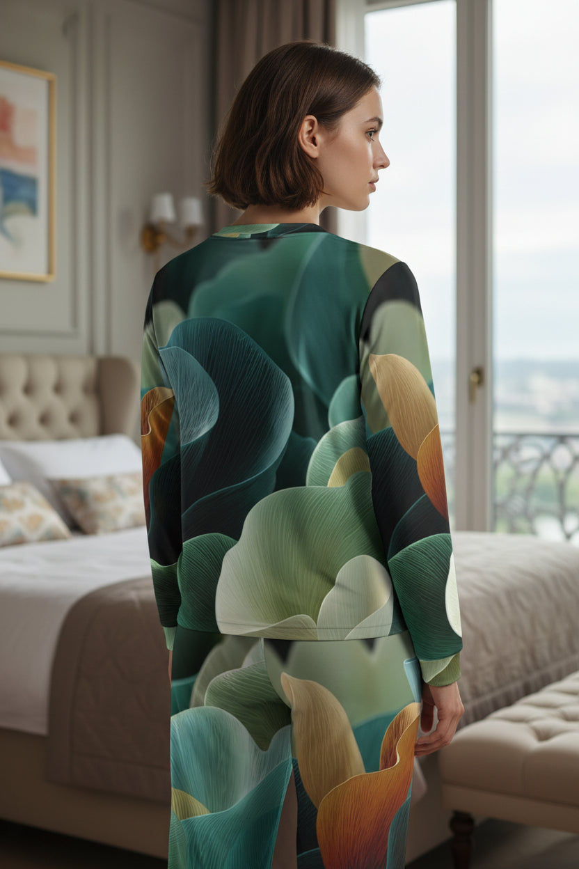 The Emerald Flow - Satin Loungewear Set Women’s Sleepwear
