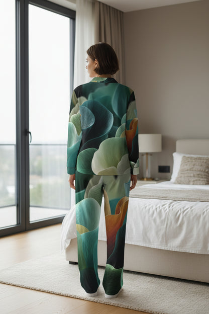 The Emerald Flow - Satin Loungewear Set Women’s Sleepwear