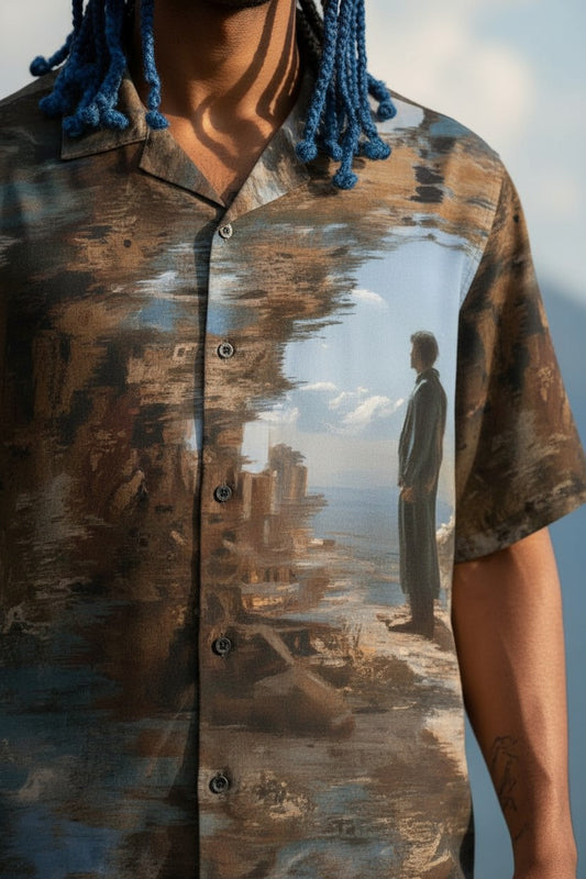 Finding Peace – Graphic Button-Up Shirt