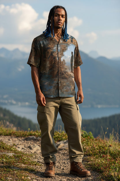 Finding Peace – Graphic Button-Up Shirt
