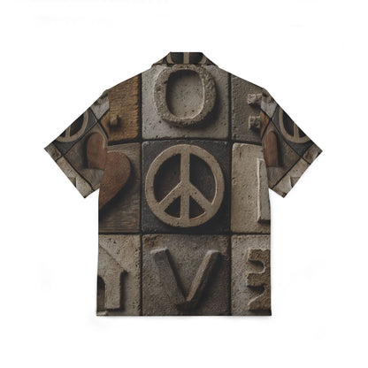 Symbolized Love – Textured Graphic Button-Up Shirt