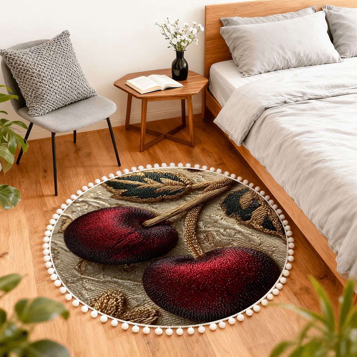 Cherry Luxe Round Bohemian Rug