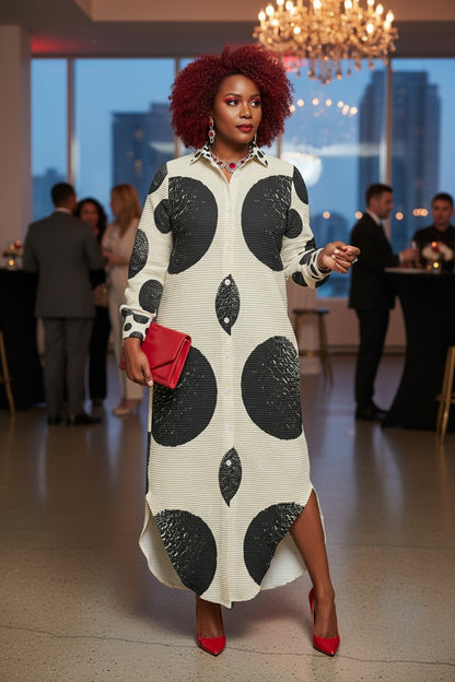 Polka Dot Maxi Shirt Dress