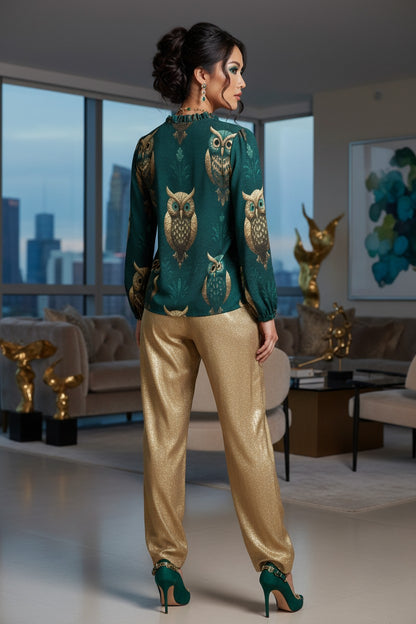 Emerald Owl Long-Sleeve Shirt