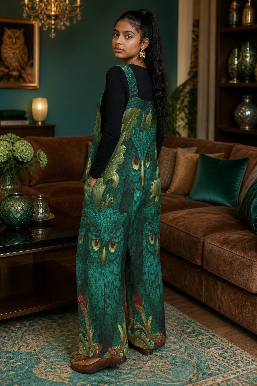 Emerald Forest Owls Dungaree Jumpsuit