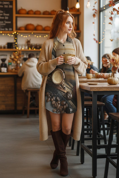 Solar Expresso Button-Down Shirt Dress