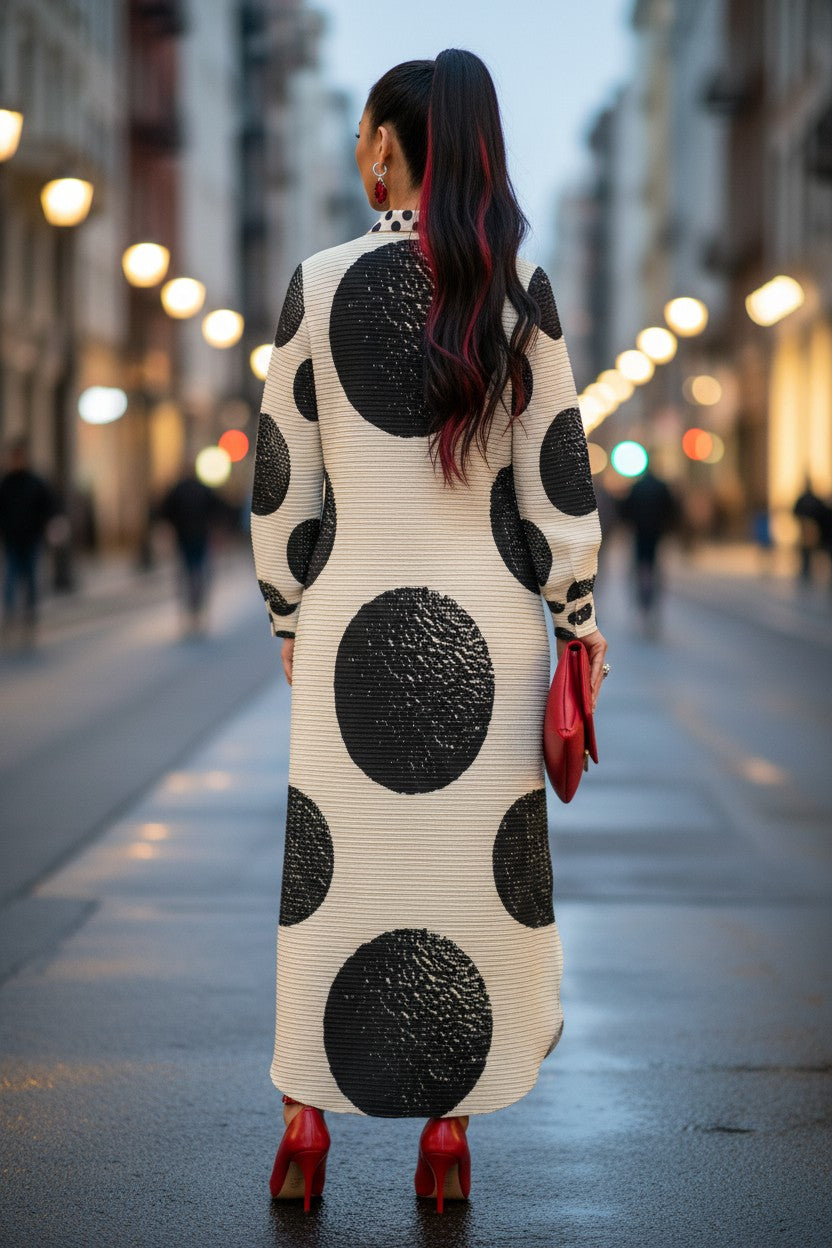 Polka Dot Maxi Shirt Dress