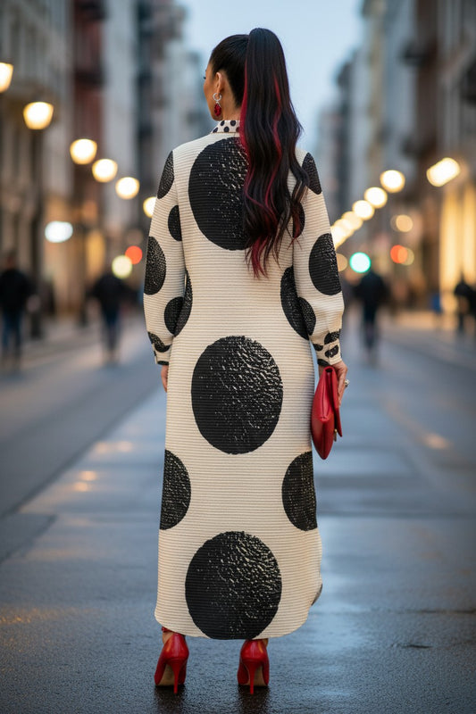 Polka Dot Maxi Shirt Dress