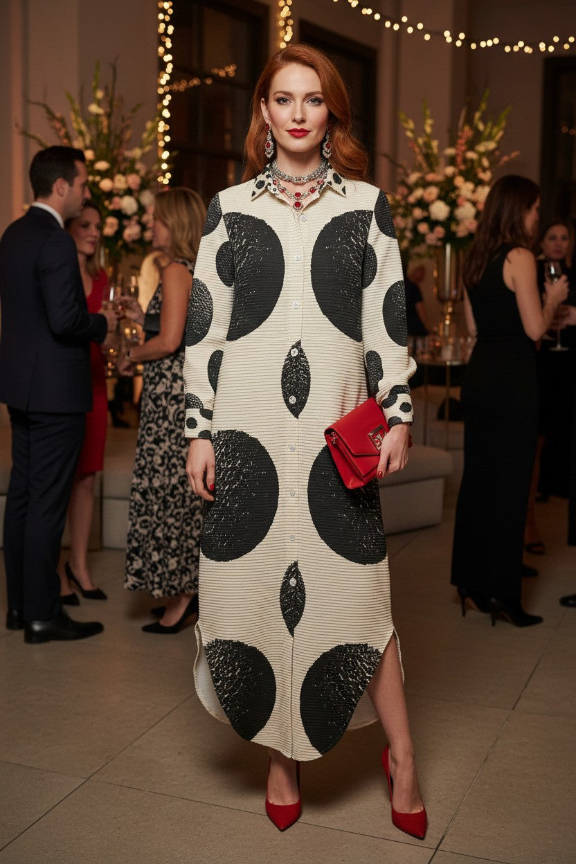 Polka Dot Maxi Shirt Dress