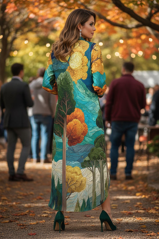 Autumn at Midnight Maxi Shirt Dress