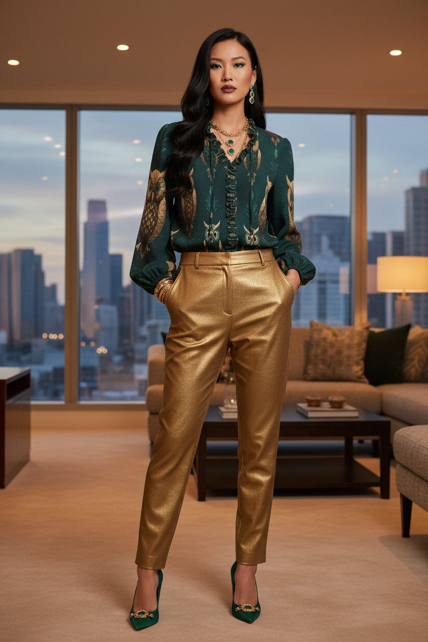 Emerald Owl Long-Sleeve Shirt
