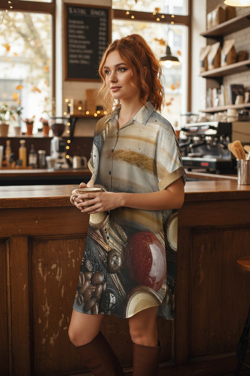 Solar Expresso Button-Down Shirt Dress