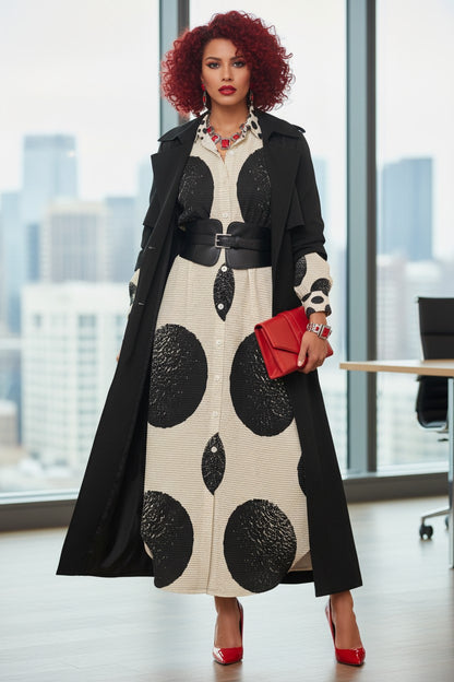 Polka Dot Maxi Shirt Dress