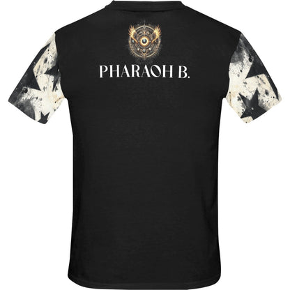 Black t-shirt with 'Pharaoh B.' branding on a white background