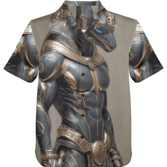 Short-sleeve shirt with fantasy-themed design on a white background