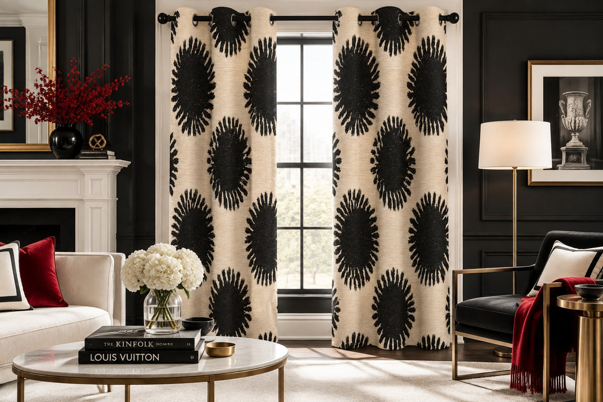 Ink Spot Blackout Grommet Curtains (Set of 2)