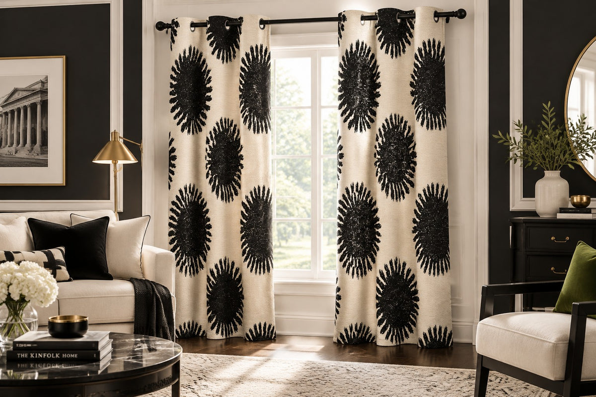 Ink Spot Blackout Grommet Curtains (Set of 2)