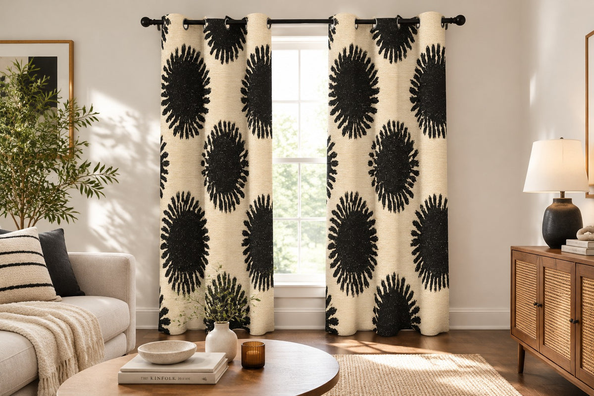 Ink Spot Blackout Grommet Curtains (Set of 2)