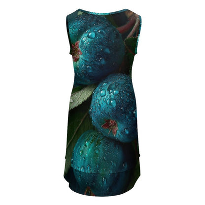 Custom Women's Sleeveless Round Neck Pocketed Ruffle Hem Dress
