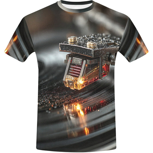 T-shirt with a detailed spaceship design on a white background
