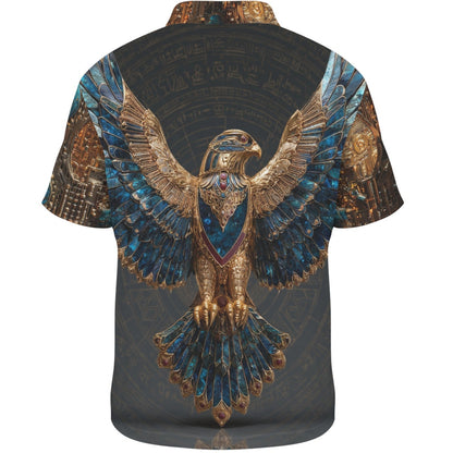 Short-sleeve shirt with an eagle design on a white background