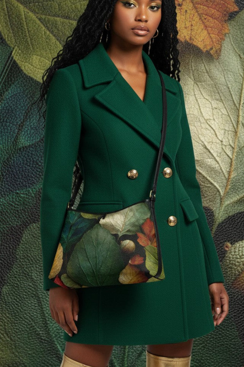 Autumn Hojas Pebbled Leather Bucket Bag