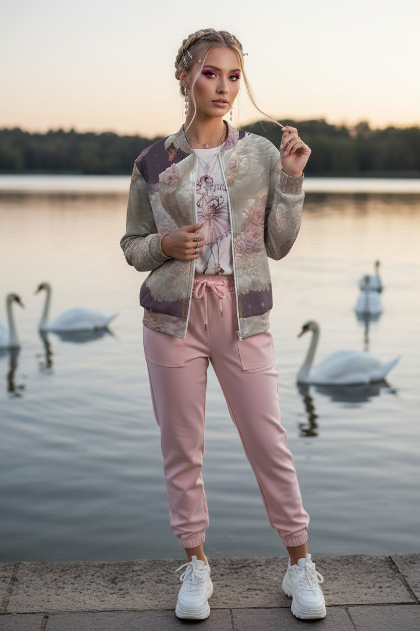 Swan Ballerina Lightweight Bomber Jacket
