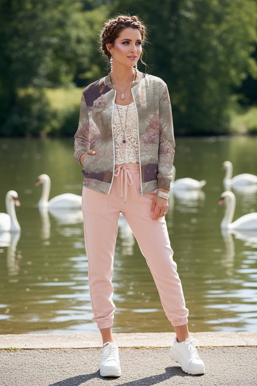 Swan Ballerina Lightweight Bomber Jacket