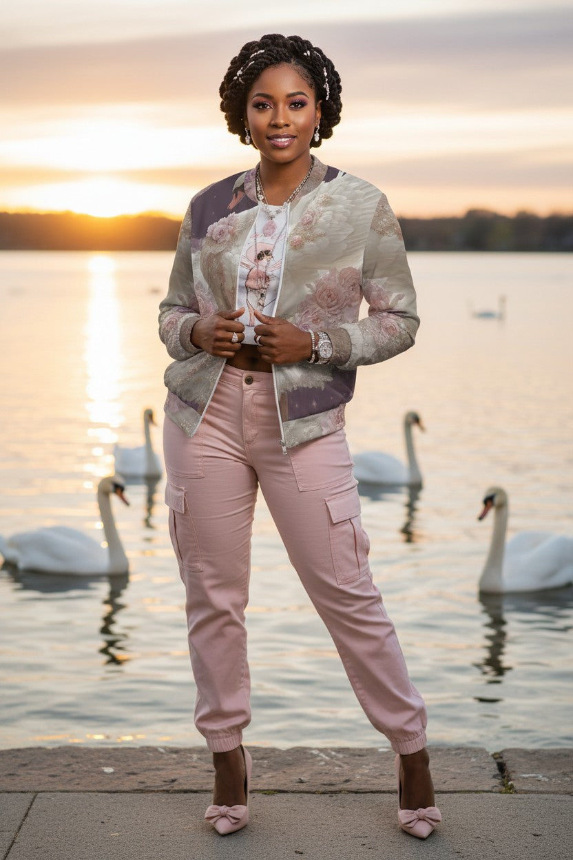 Swan Ballerina Lightweight Bomber Jacket