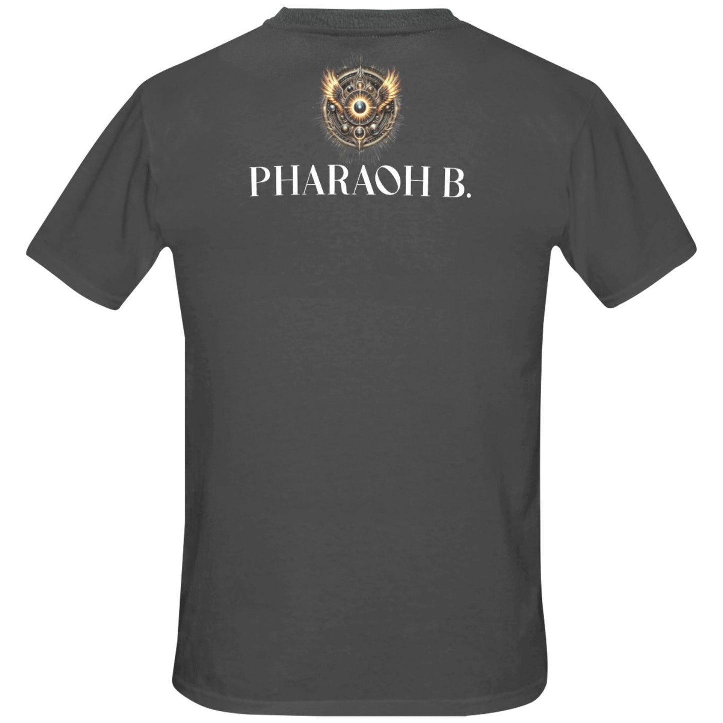 Gray t-shirt with 'PHARAOH B.' logo on a white background