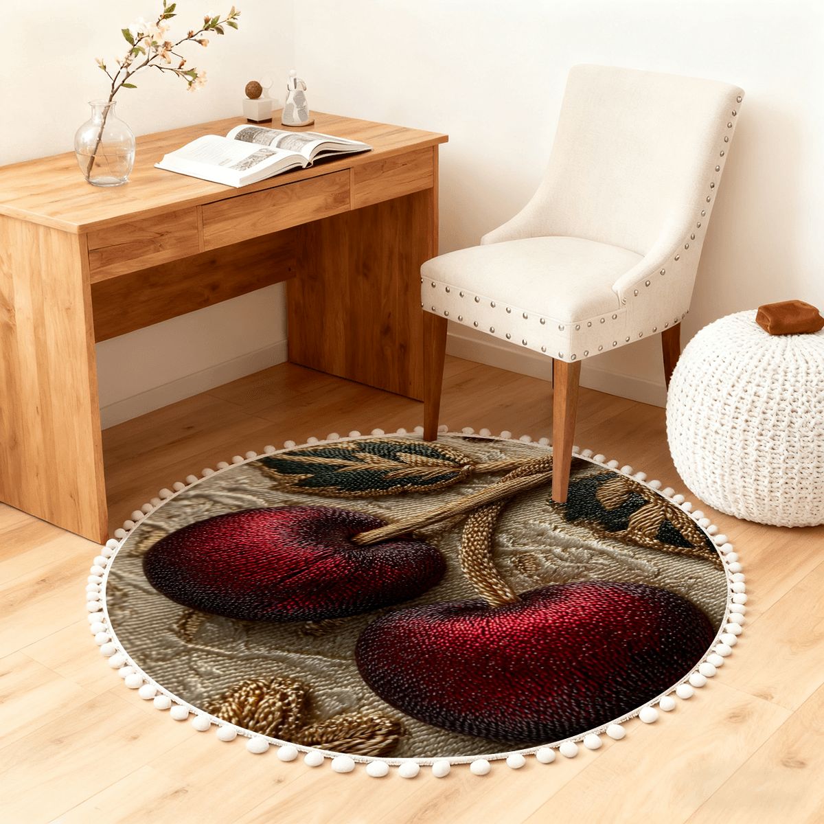 Cherry Luxe Round Bohemian Rug
