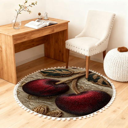 Cherry Luxe Round Bohemian Rug