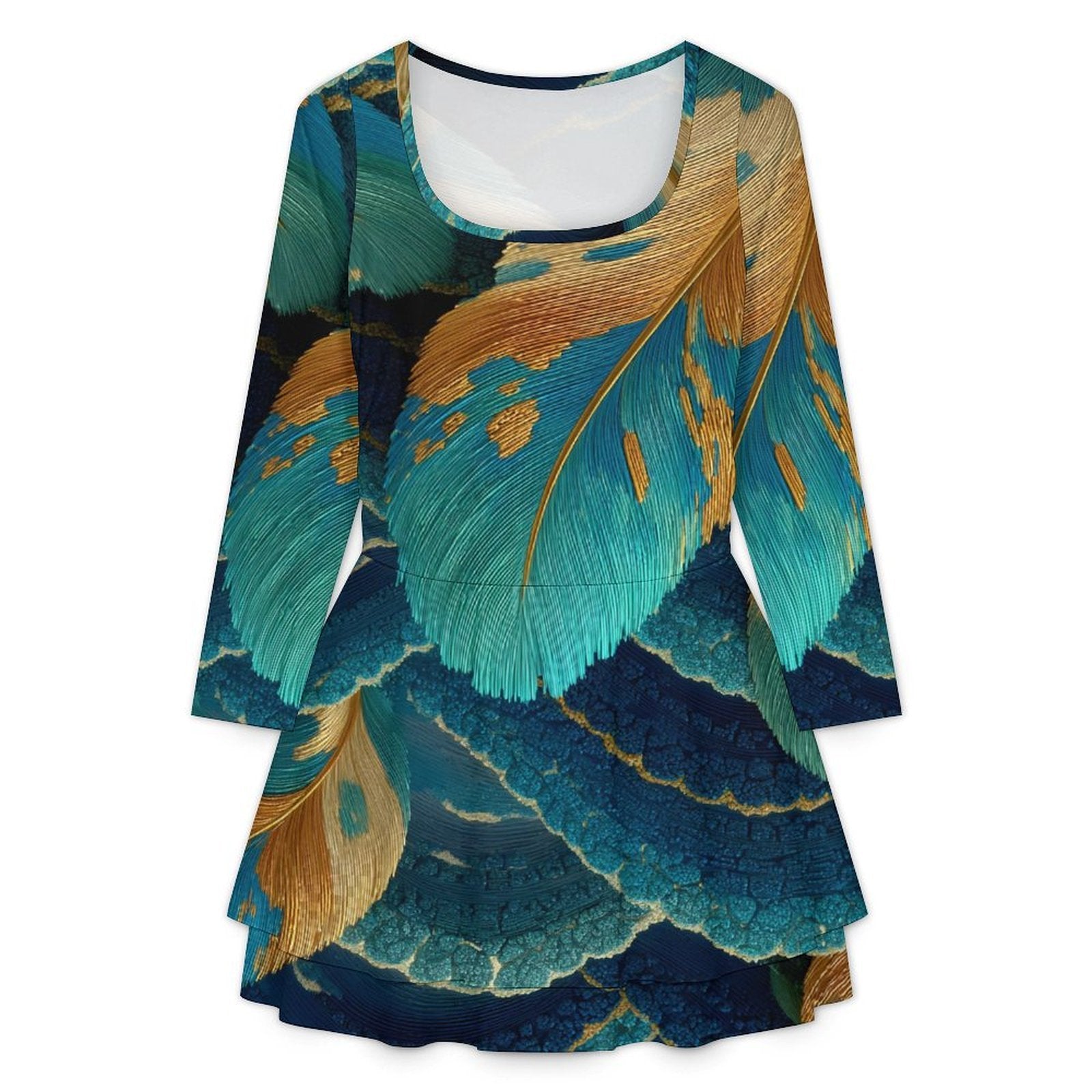 Custom Women's Square Neckline Ruffled Mini Dress