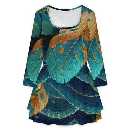 Custom Women's Square Neckline Ruffled Mini Dress