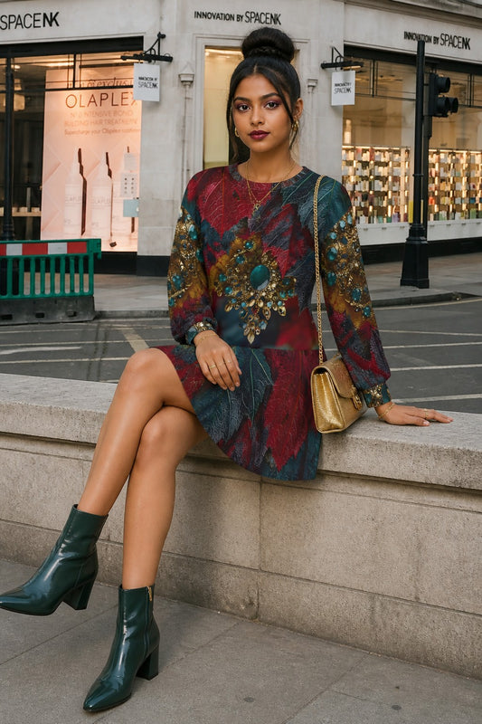 Fall Queen Mini Sweatshirt Dress