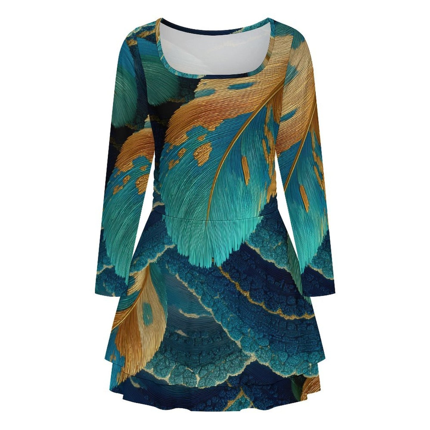 Custom Women's Square Neckline Ruffled Mini Dress