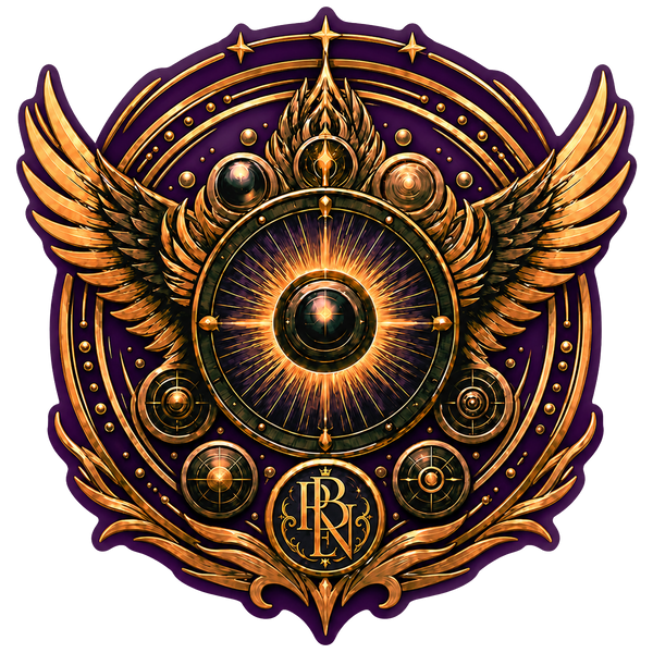 Pharaoh B and Empress Nee emblem on purple shield